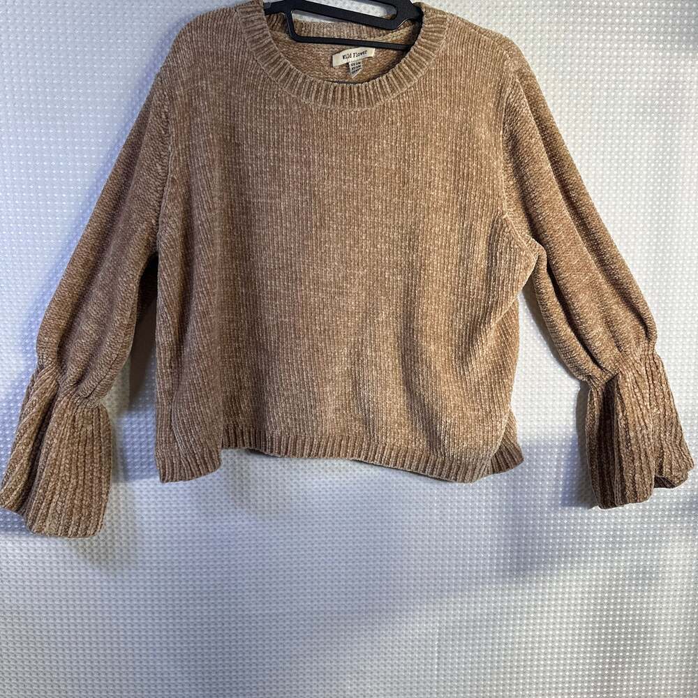 Wild Flower Cropped Open-Knit Balloon Sleeve Sweater